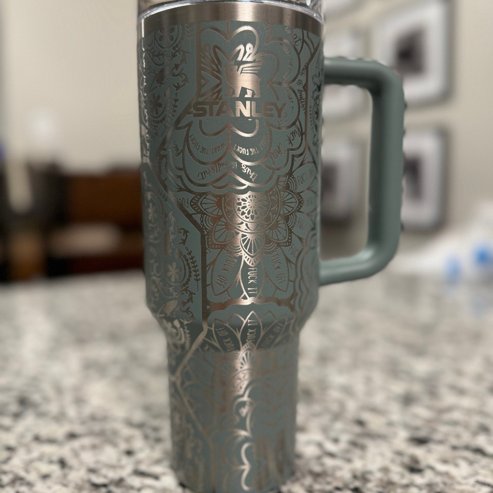 Cuss Word Mandala F*ck Laser Engraved 40oz Stanley Tumbler - Shale